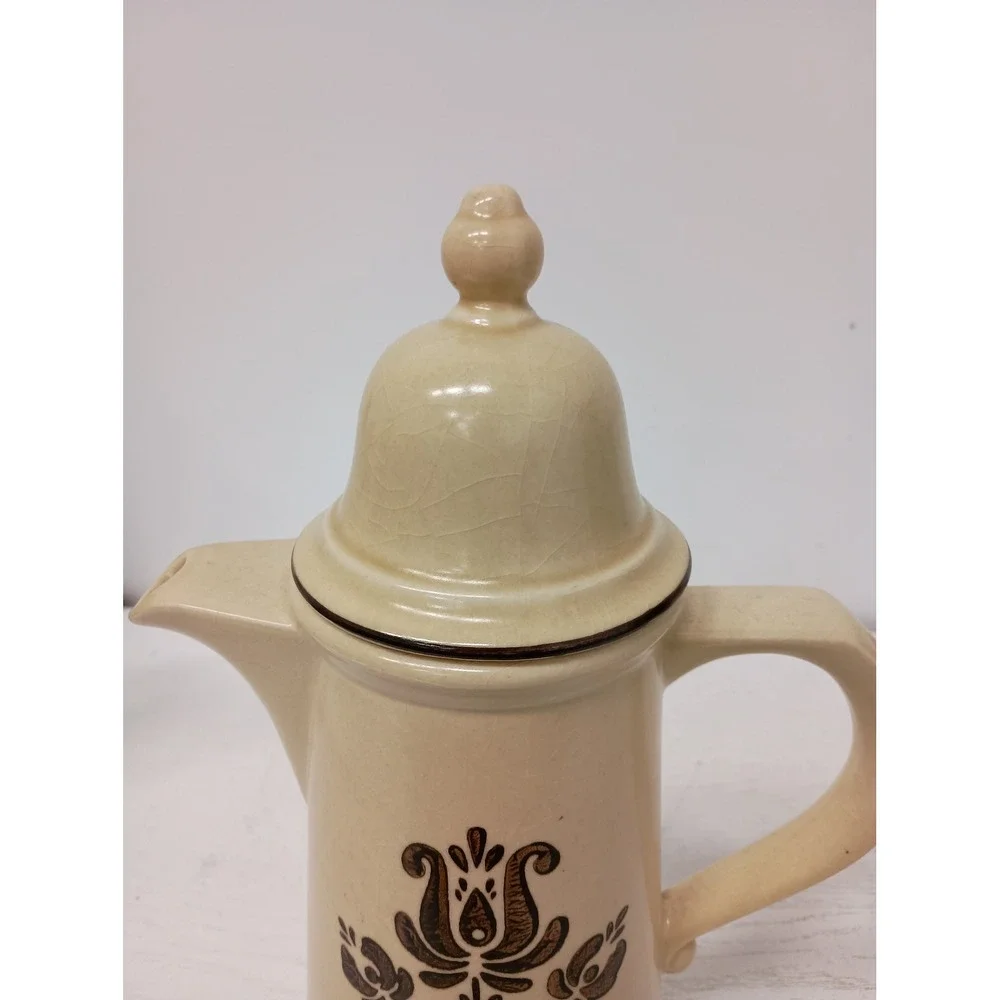 Pfatzgraff Coffee‎ Tea Pot Pitcher Tan Brown Floral Stoneware Village Vintage